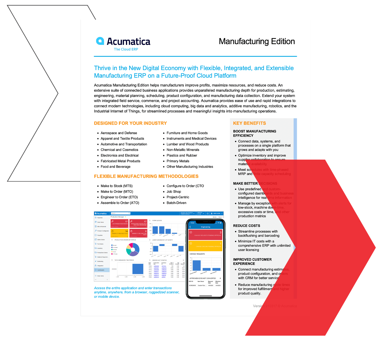 See information sheet on <span>Acumatica’s manufacturing ERP system</span>